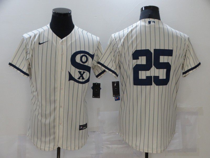 Men Chicago White Sox #25 No Name Cream stripe Dream version Elite Nike 2021 MLB Jerseys